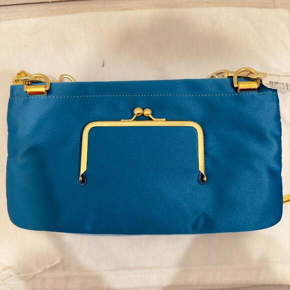 Coach Satin Blue Clutch with Strap - Picture 4 of 4